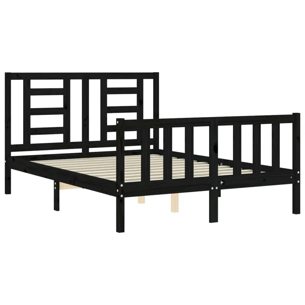 Bed Frame without Mattress Black 135x190 cm Solid Wood Pine 3192860