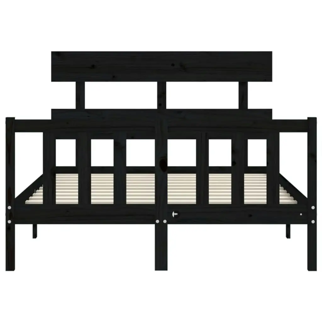 Bed Frame with Headboard Black 137x187 cm Double Solid Wood 3193250