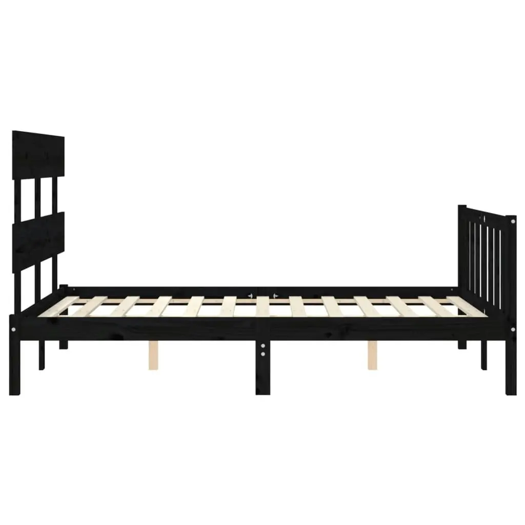 Bed Frame with Headboard Black 137x187 cm Double Solid Wood 3193250