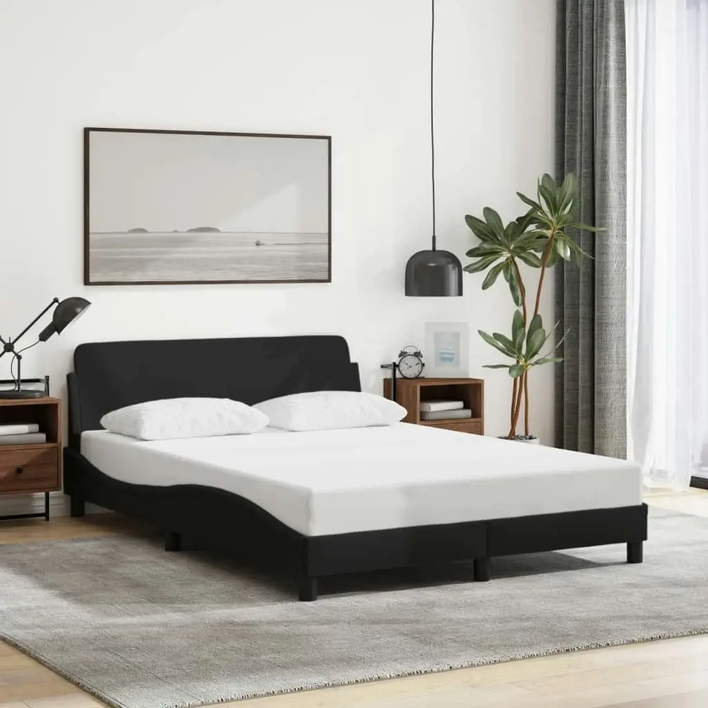 Bed Frame with Headboard Black 137x190 cm Fabric 3207669