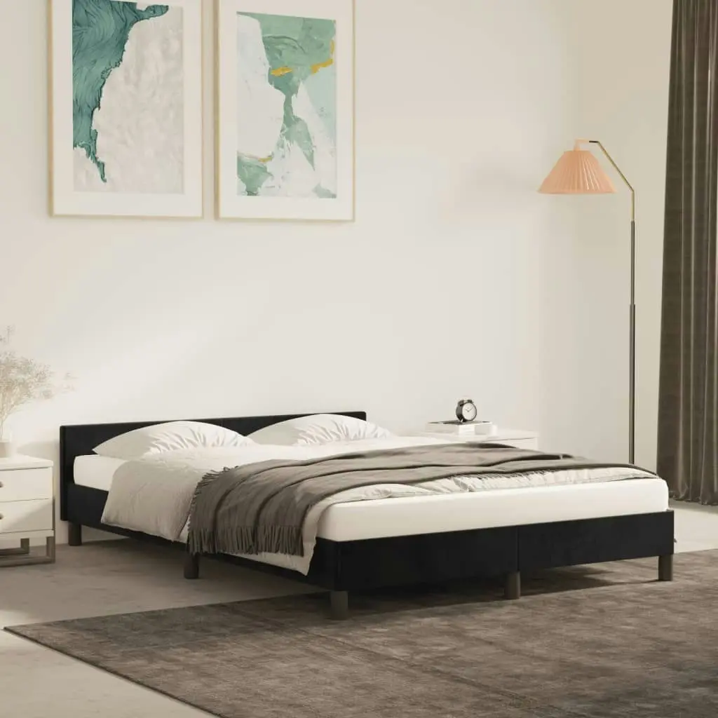 Bed Frame with Headboard Black 137x187 cm Double Velvet 347605