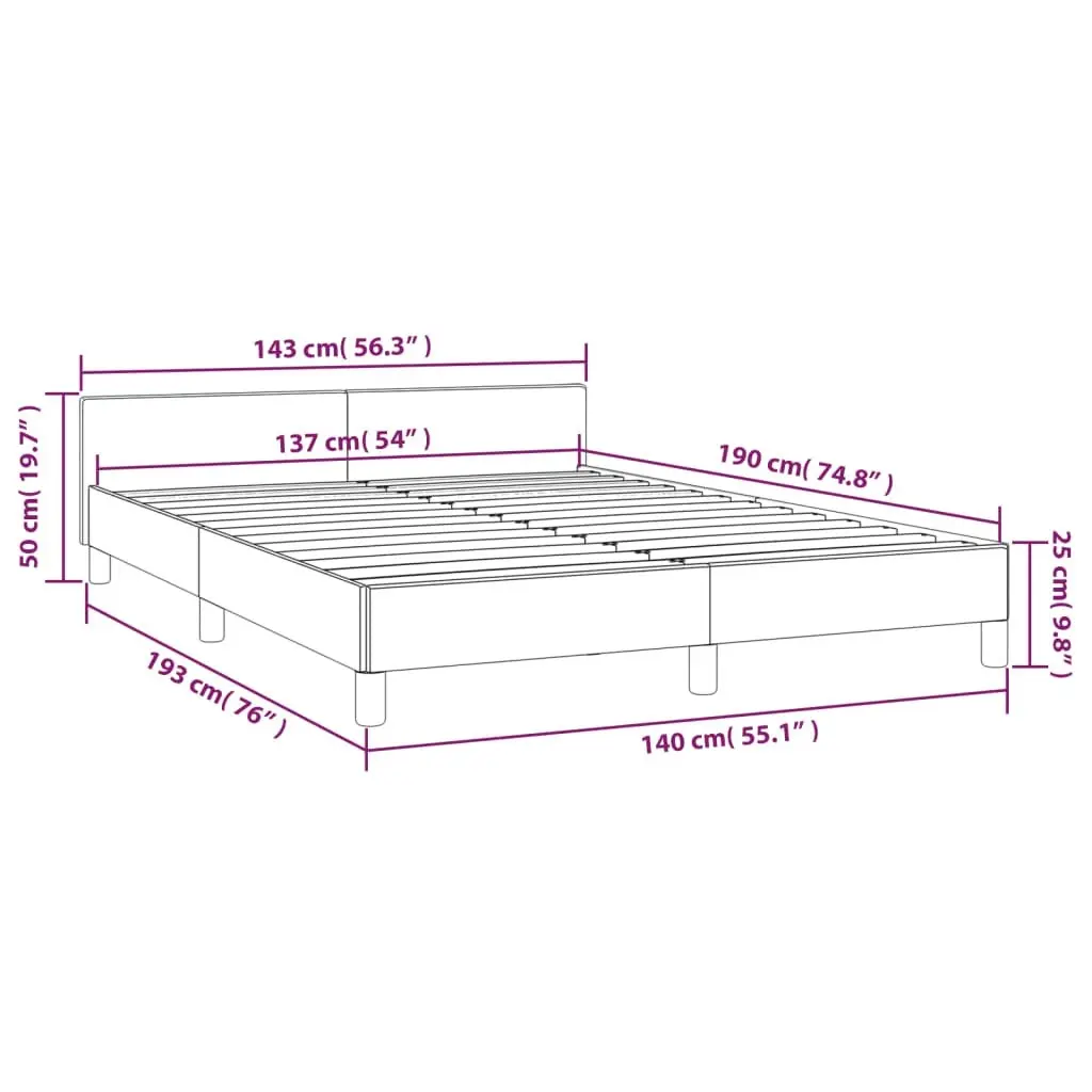 Bed Frame with Headboard Black 137x187 cm Double Velvet 347605