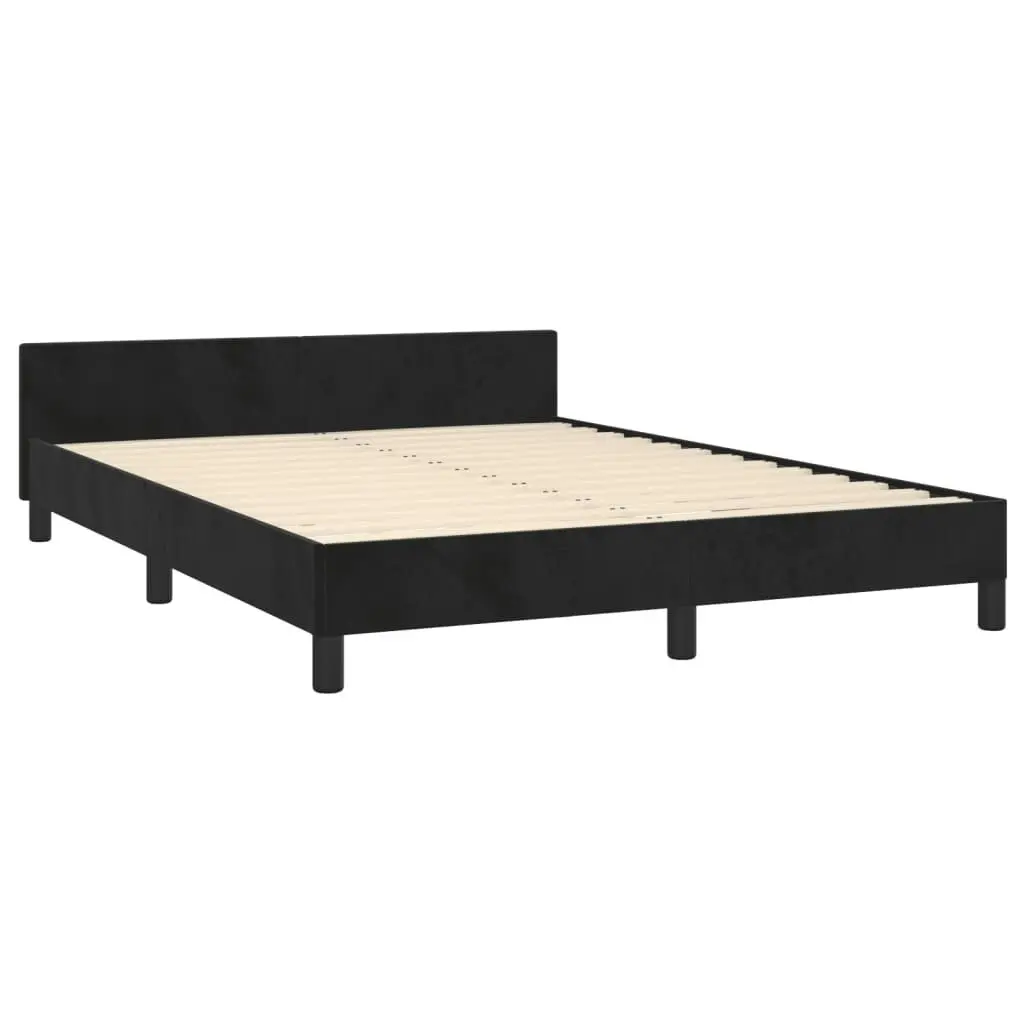 Bed Frame with Headboard Black 137x187 cm Double Velvet 347605