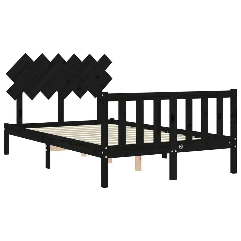 Bed Frame without Mattress Black 135x190 cm Solid Wood Pine 3193445