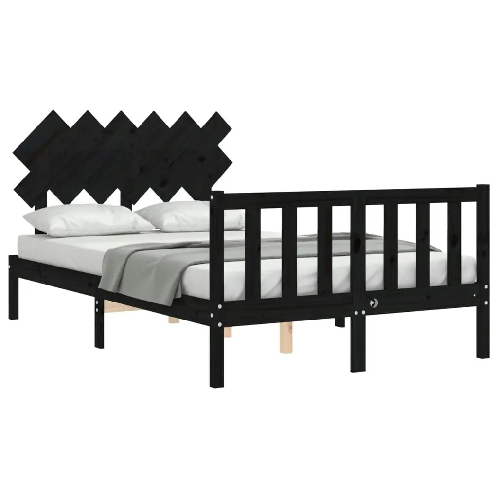 Bed Frame without Mattress Black 135x190 cm Solid Wood Pine 3193445