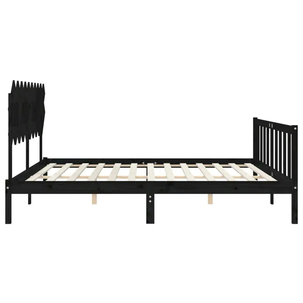 Bed Frame without Mattress Black 135x190 cm Solid Wood Pine 3193445