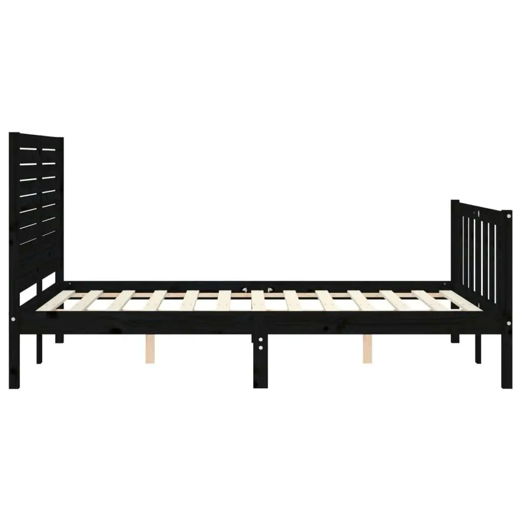 Bed Frame without Mattress Black 135x190 cm Solid Wood Pine 3193185