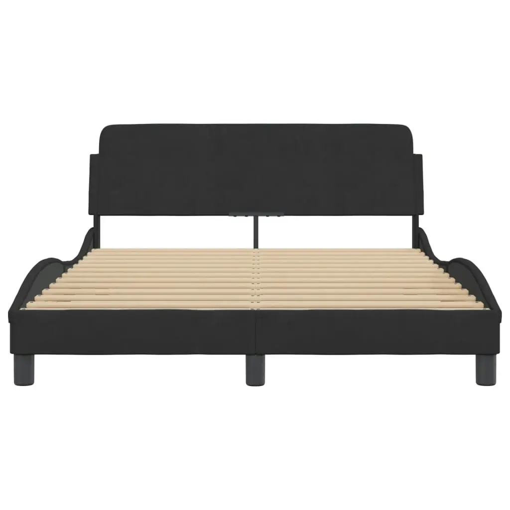 Bed Frame with Headboard Black 137x190 cm Velvet 3207671