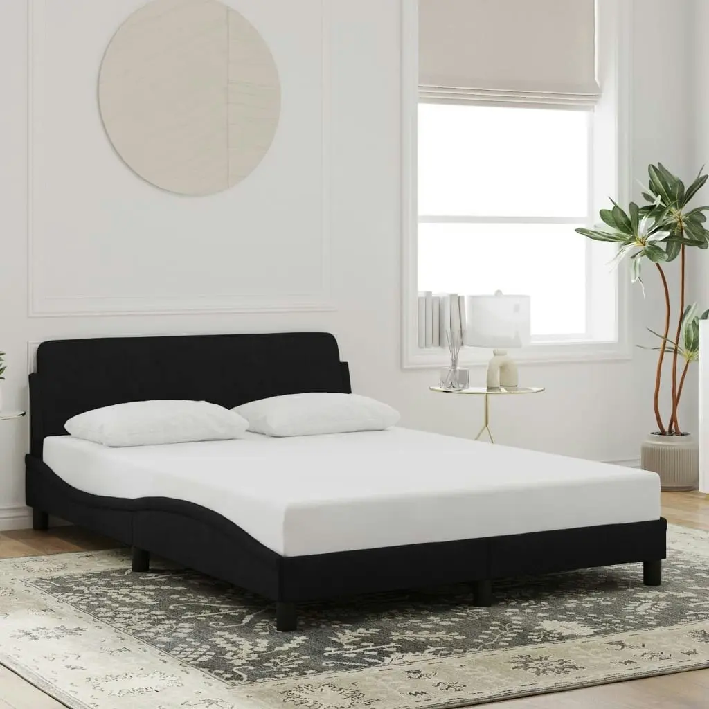 Bed Frame with Headboard Black 137x190 cm Velvet 3207671