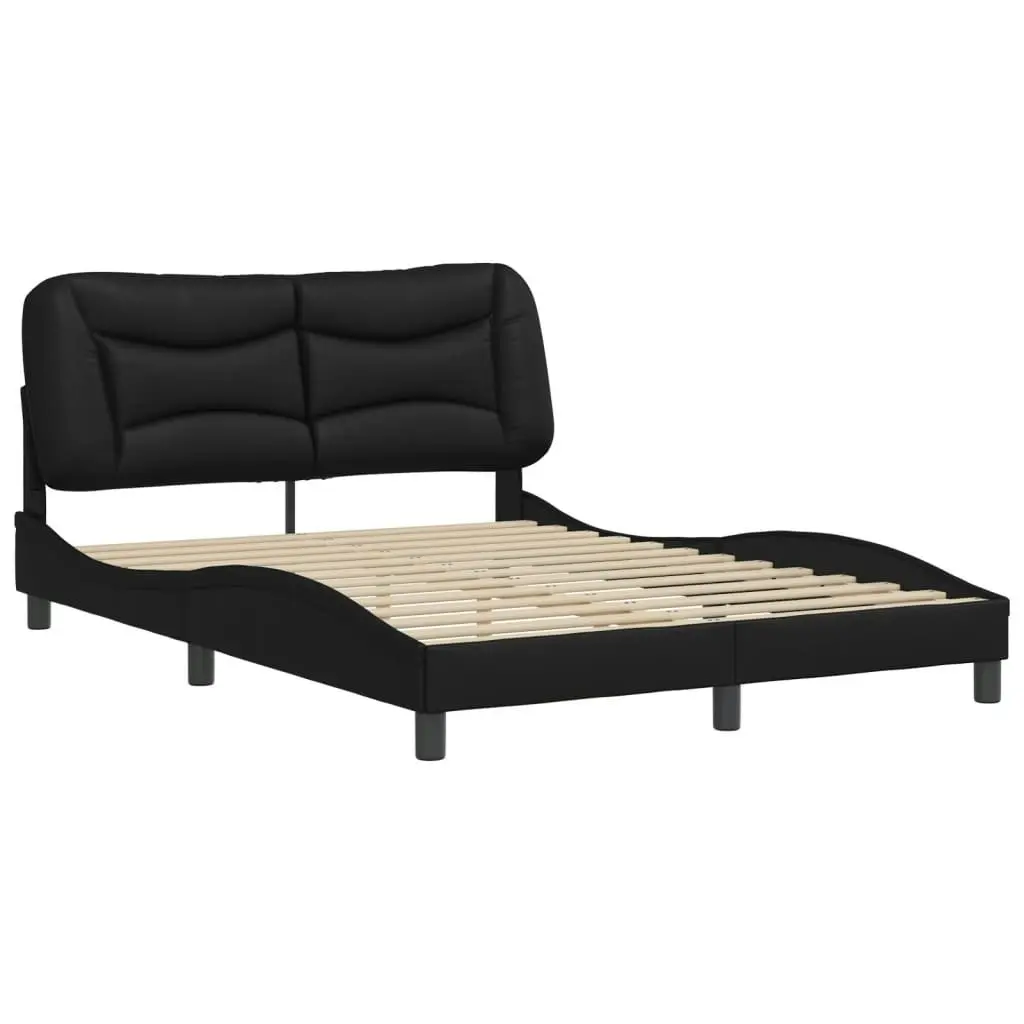 Bed Frame with Headboard Black 137x190 cm Faux Leather 3208258