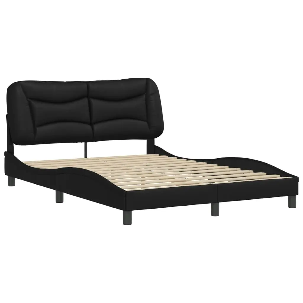 Bed Frame with Headboard Black 137x190 cm Faux Leather 3208036