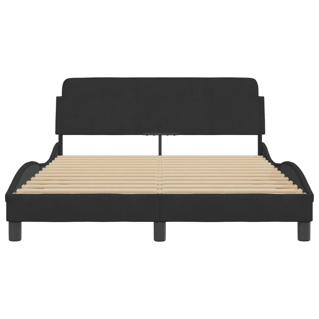 Bed Frame with Headboard Black 137x190 cm Velvet 373284