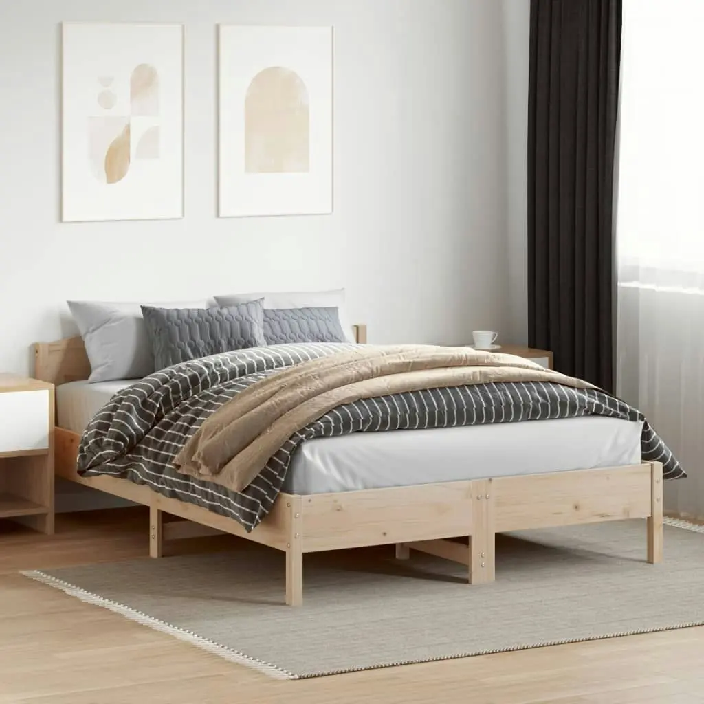 Bed Frame without Mattress 150x200 cm Solid Wood Pine 3216197