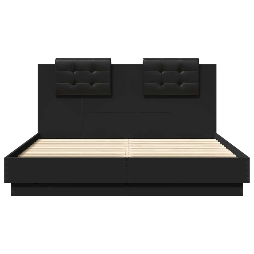 Bed Frame with Headboard Black 150x200 cm Engineered Wood 3209913