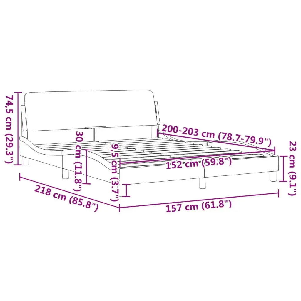 Bed Frame without Mattress Black 152x203 cm Queen Fabric 373290