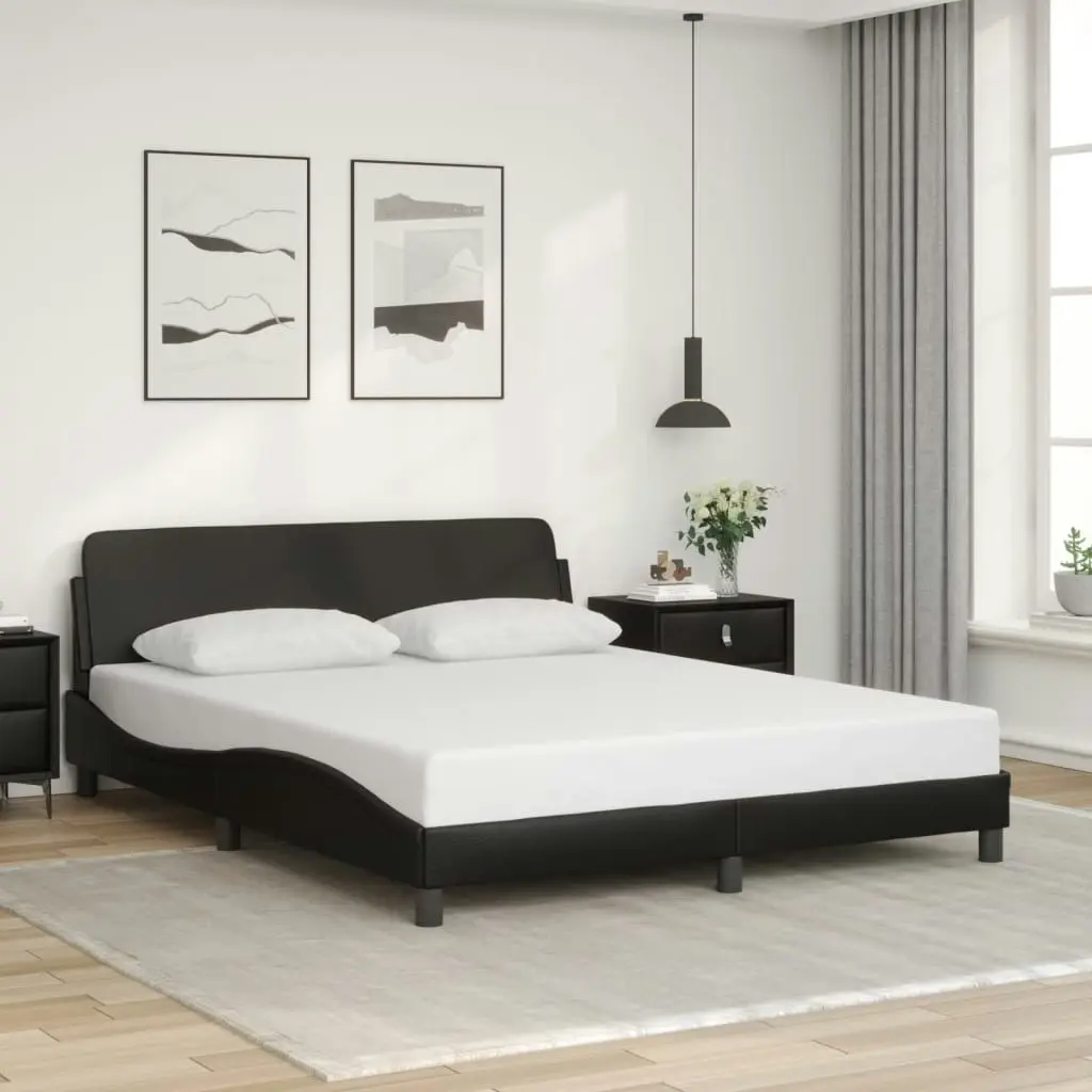 Bed Frame without Mattress Black 152x203 cm Queen Faux Leather 3207678