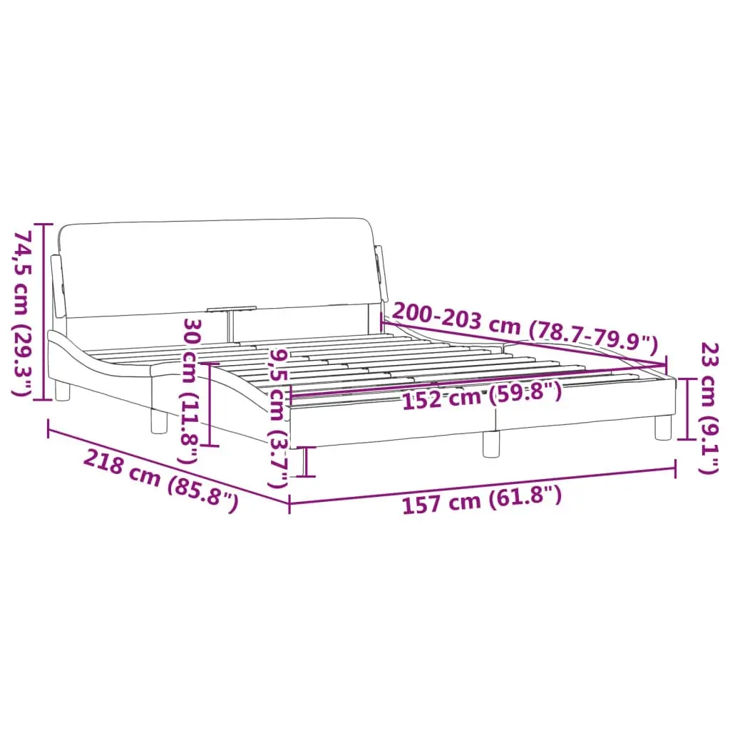 Bed Frame without Mattress Black 152x203 cm Queen Fabric 3207675