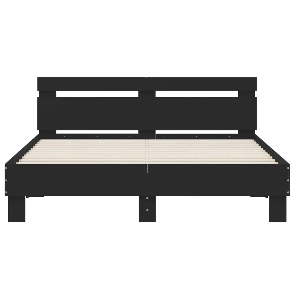 Bed Frame with Headboard Black 150x200 cm Engineered Wood 3207414