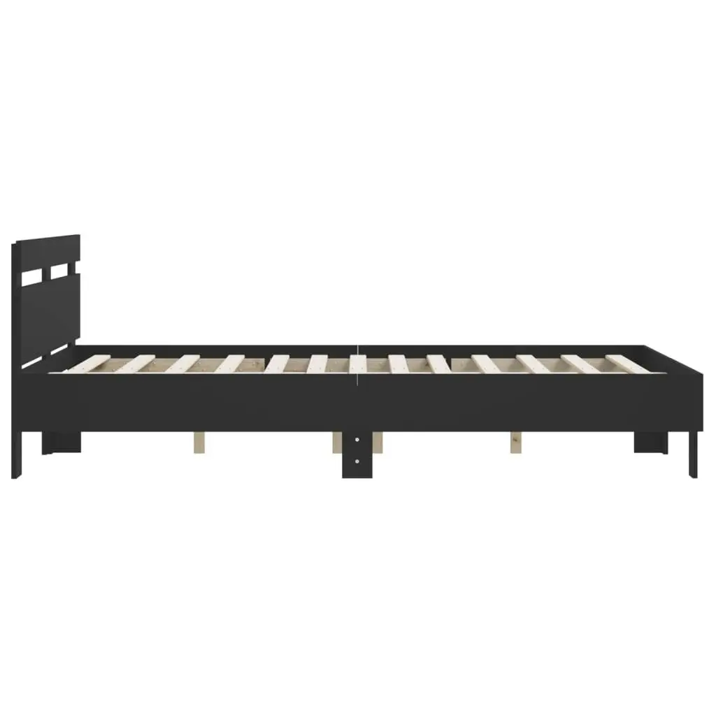 Bed Frame with Headboard Black 150x200 cm Engineered Wood 3207414