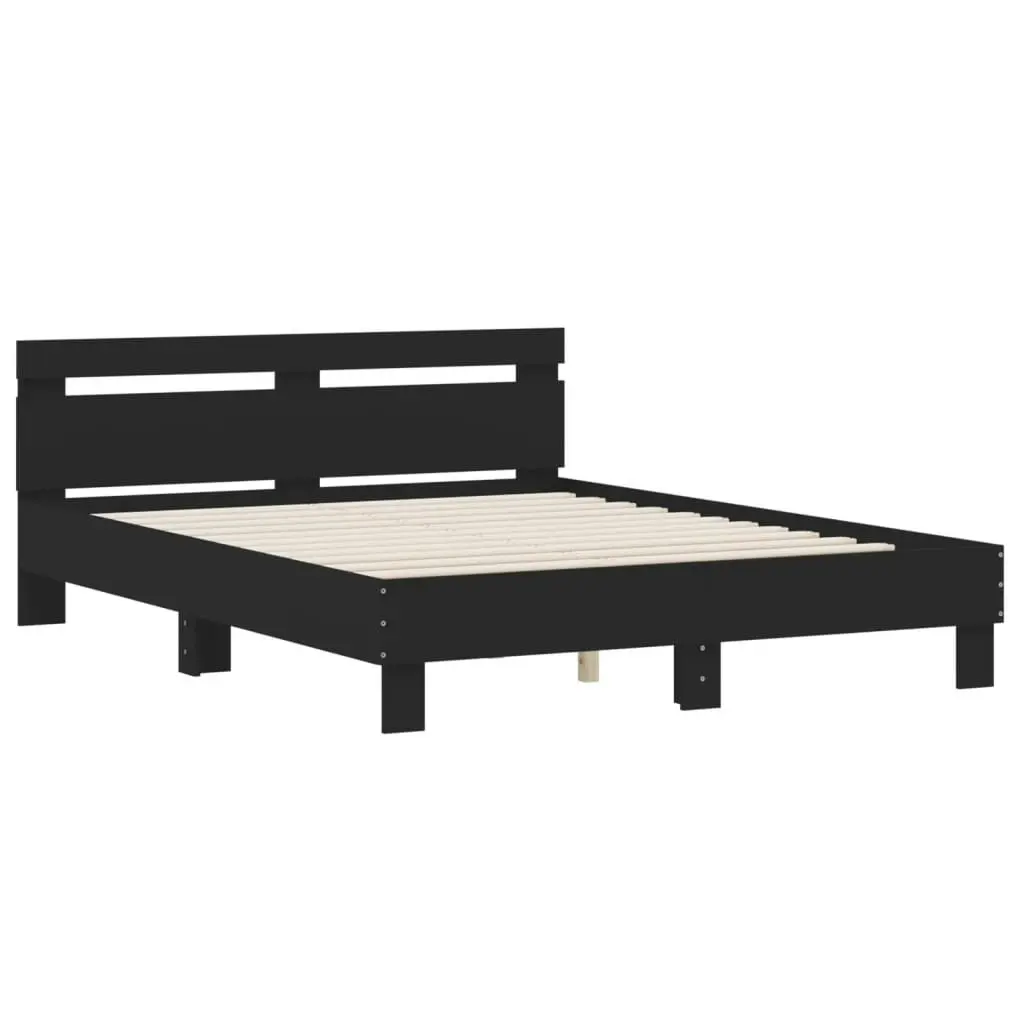 Bed Frame with Headboard Black 150x200 cm Engineered Wood 3207414