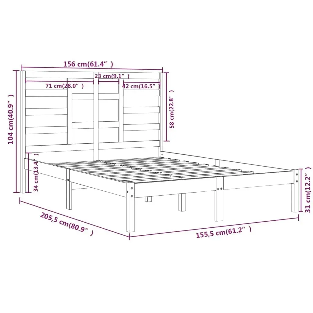 Bed Frame without Mattress Solid Wood 150x200 cm 3105800