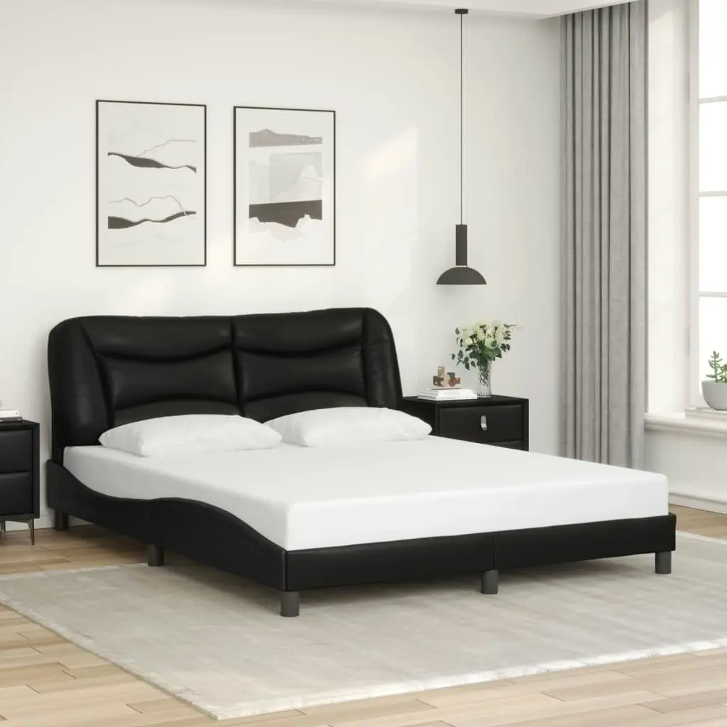 Bed Frame without Mattress Black 152x203 cm Queen Faux Leather 3208039