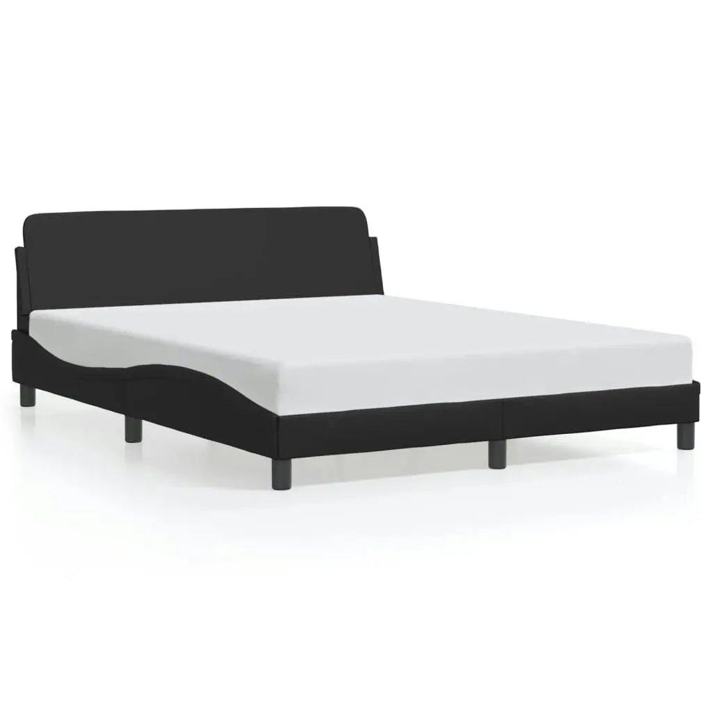 Bed Frame without Mattress Black 152x203 cm Queen Faux Leather 373294