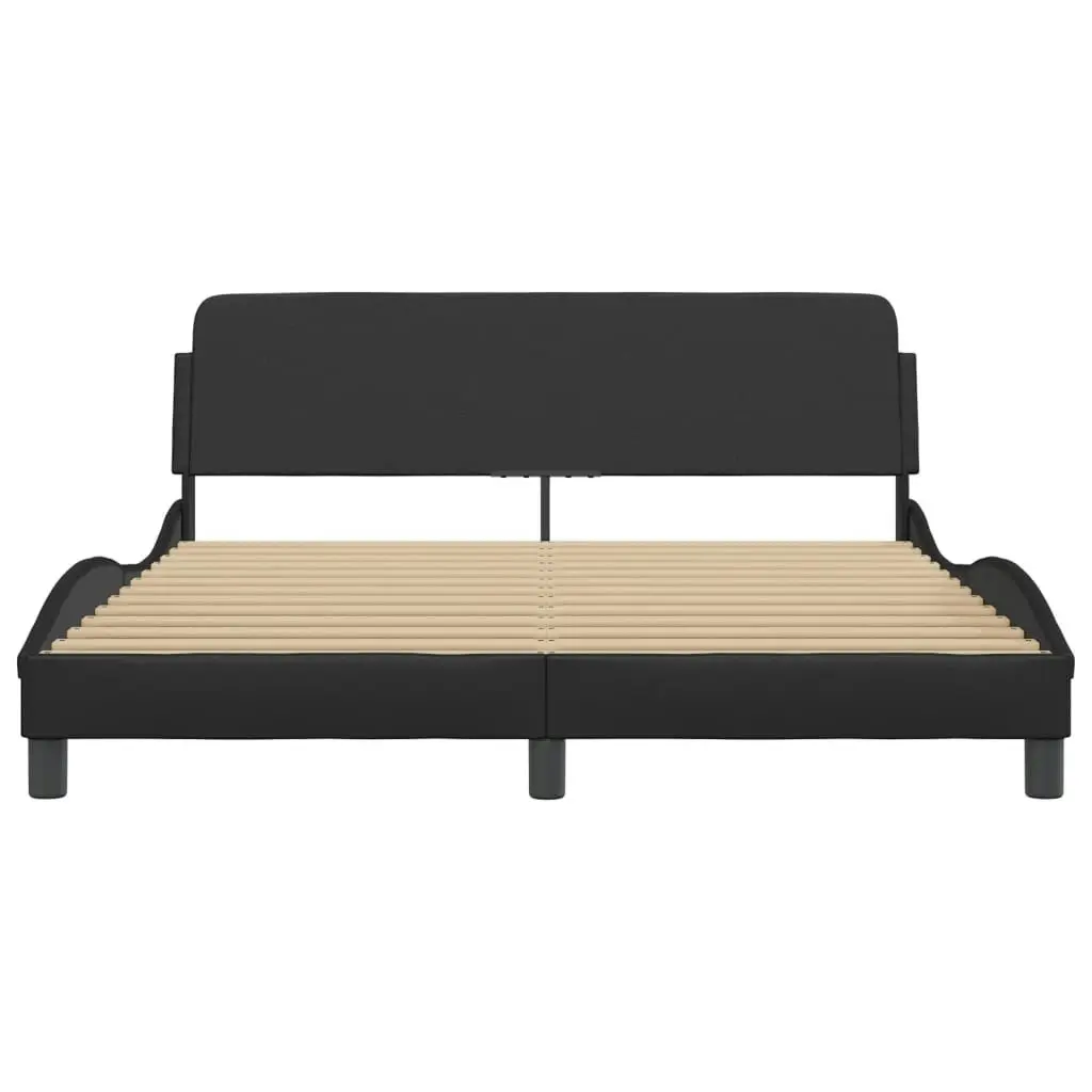 Bed Frame without Mattress Black 152x203 cm Queen Faux Leather 373294