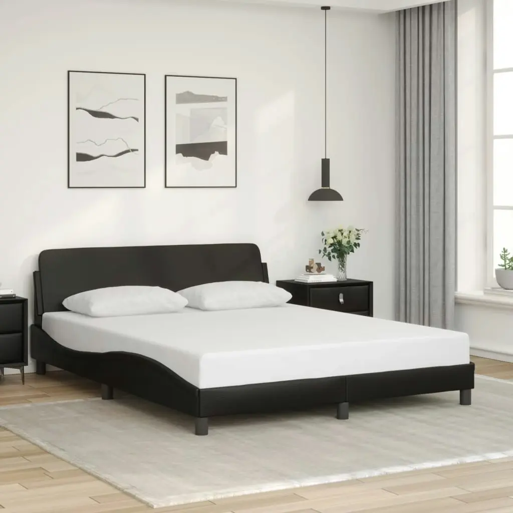 Bed Frame without Mattress Black 152x203 cm Queen Faux Leather 373294