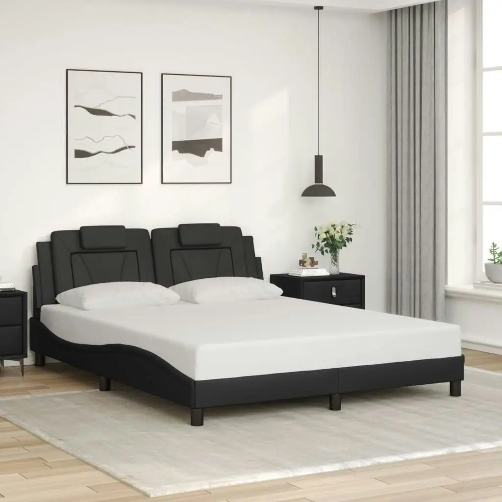 Bed Frame without Mattress Black 152x203 cm Queen Faux Leather 3208270