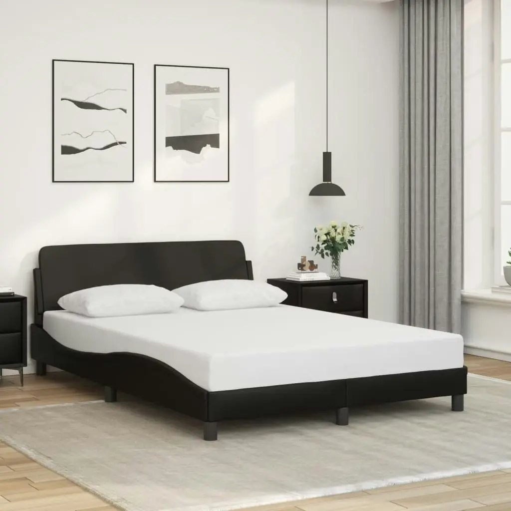 Bed Frame with Headboard Black 137x190 cm Faux Leather 373285