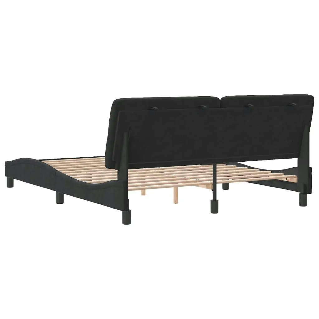 Bed Frame with Headboard Black 152x203 cm Velvet 3207955