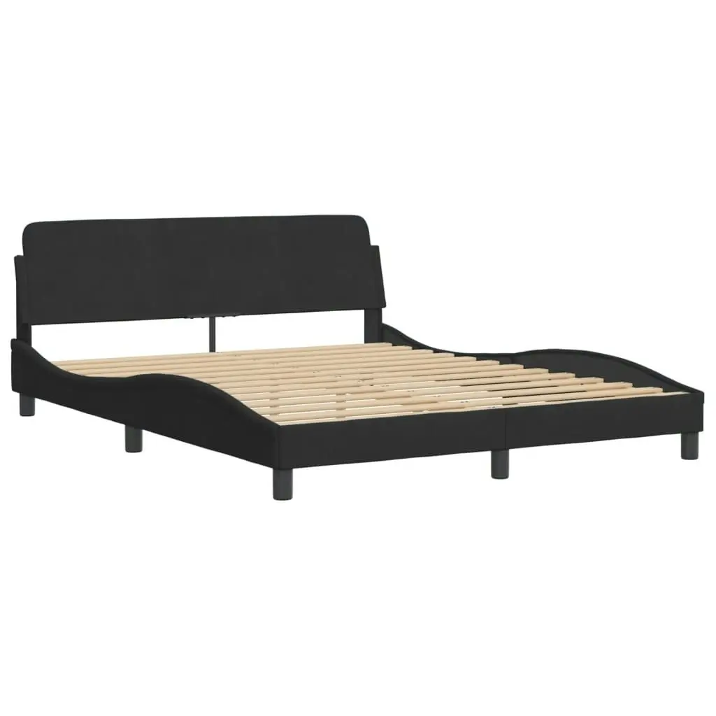 Bed Frame with Headboard Black 152x203 cm Velvet 3207955