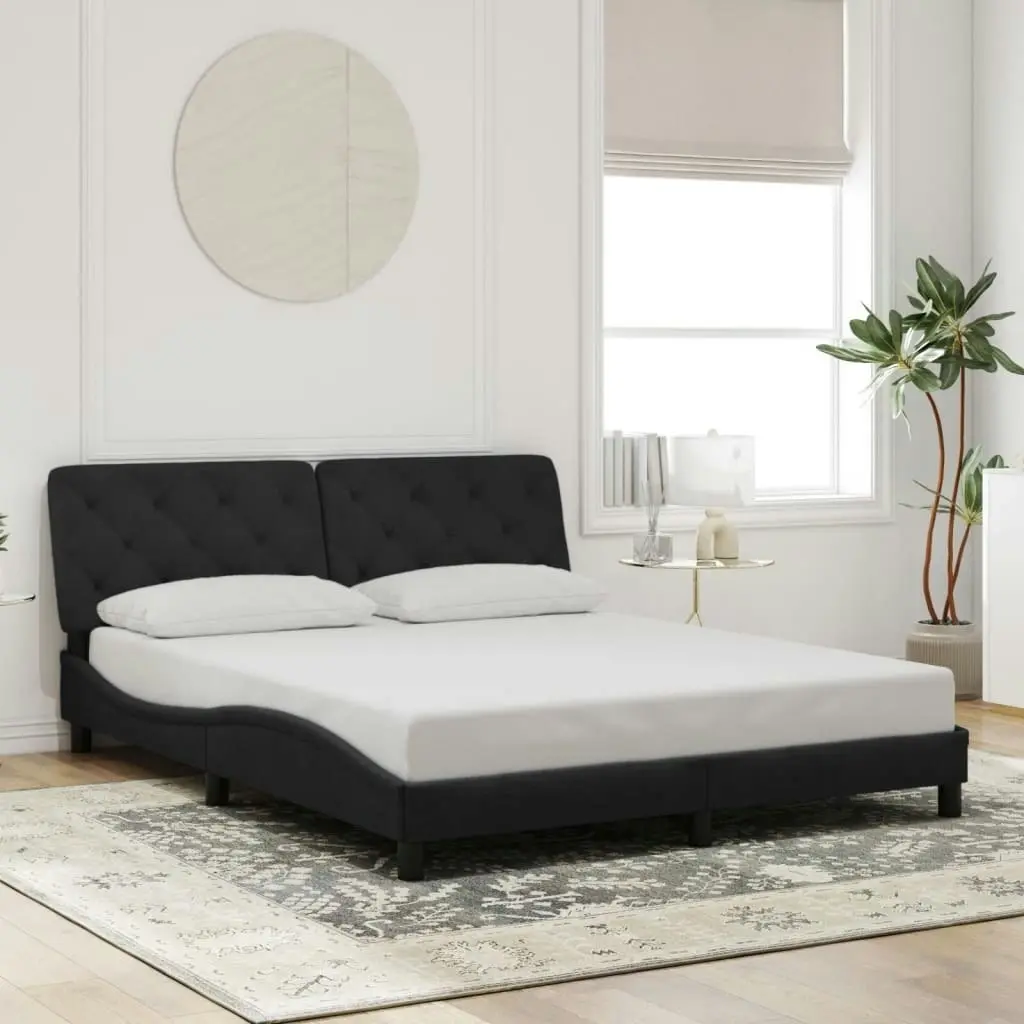 Bed Frame with Headboard Black 152x203 cm Velvet 3207955