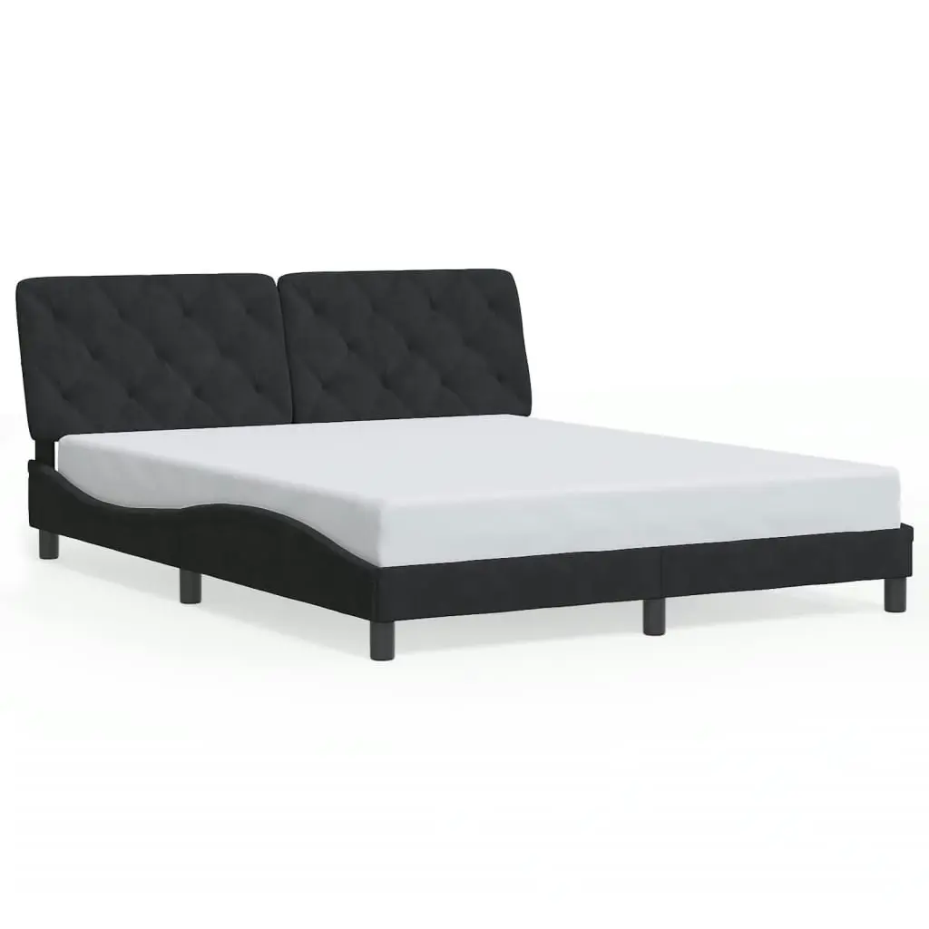 Bed Frame with Headboard Black 152x203 cm Velvet 3207955