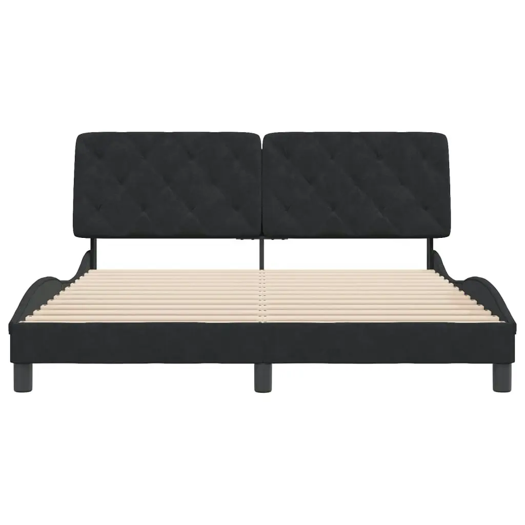 Bed Frame with Headboard Black 152x203 cm Velvet 3207955