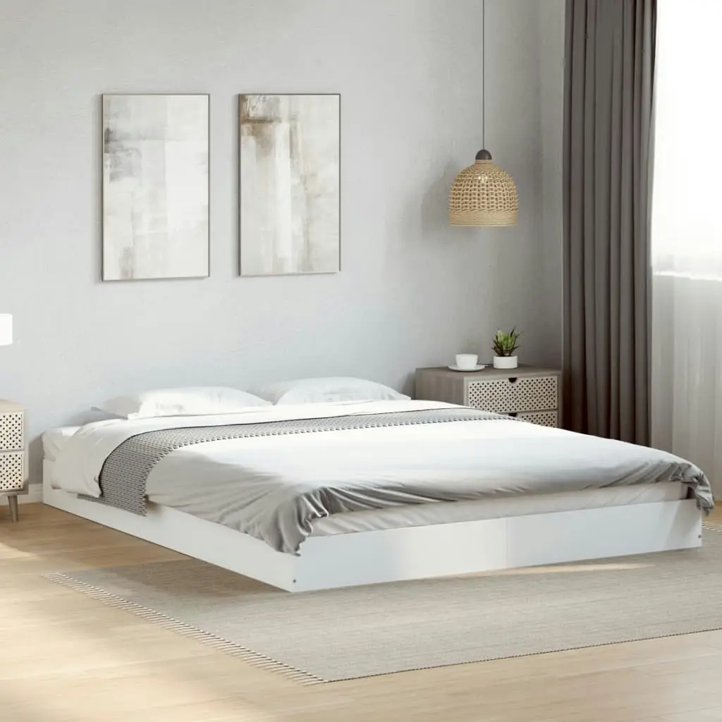 Bed Frame White 150x200 cm Engineered Wood 842014