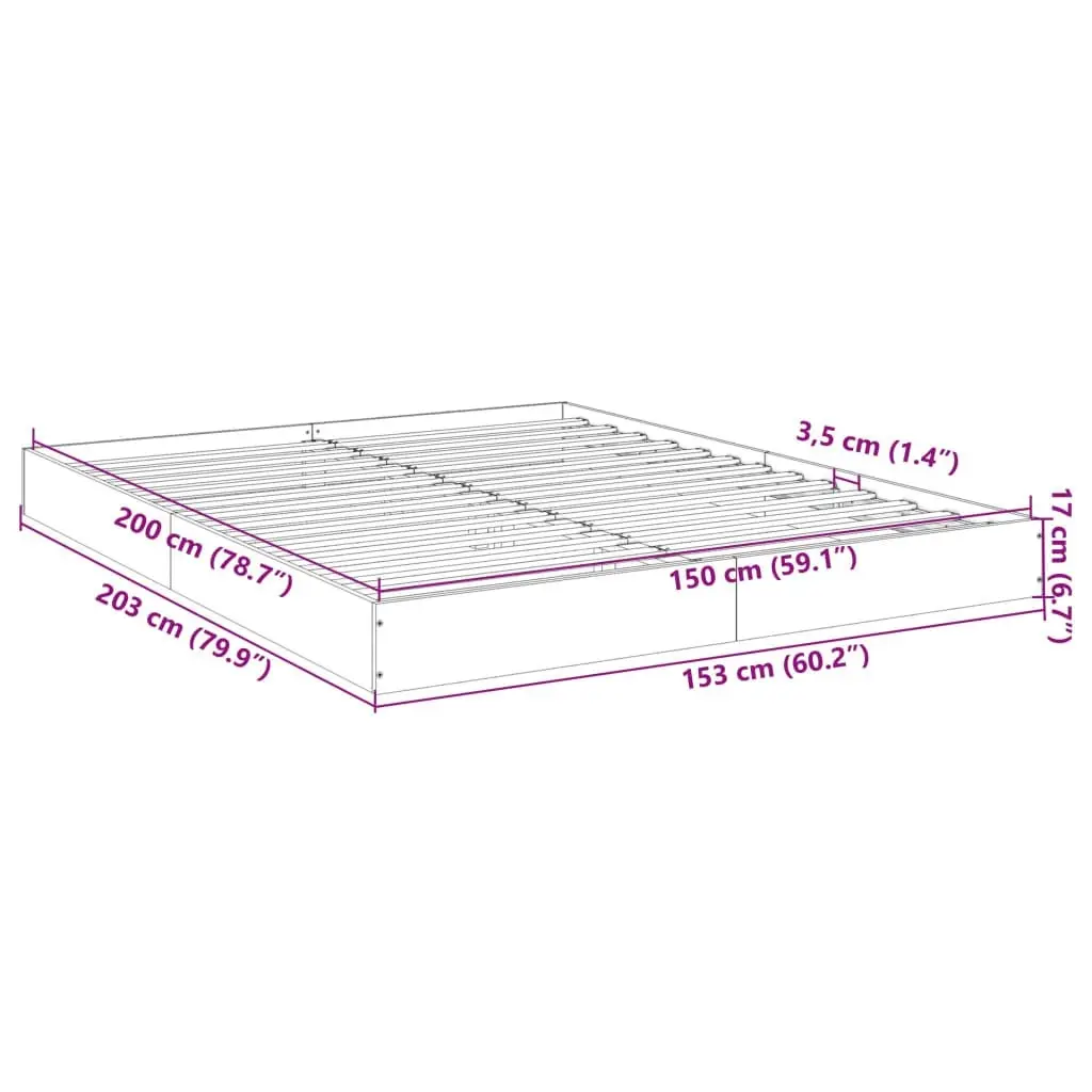 Bed Frame White 150x200 cm Engineered Wood 842014