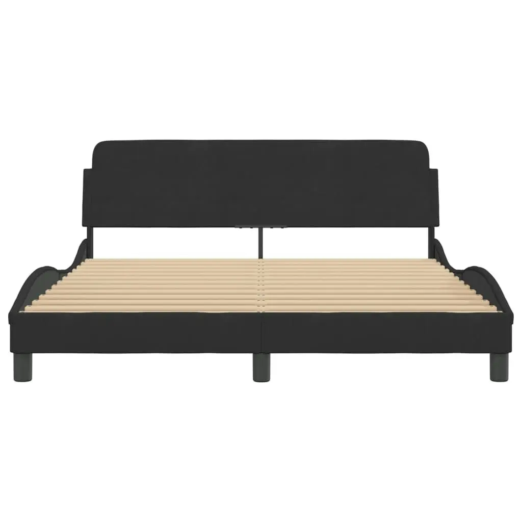 Bed Frame without Mattress Black 152x203 cm Queen Velvet 373293