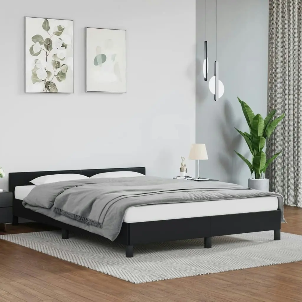 Bed Frame without Mattress Black Queen Faux Leather 347531