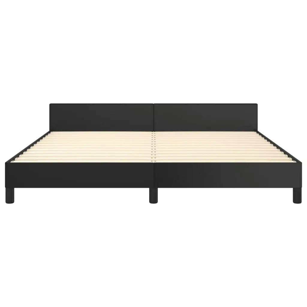 Bed Frame without Mattress Black Queen Faux Leather 347531