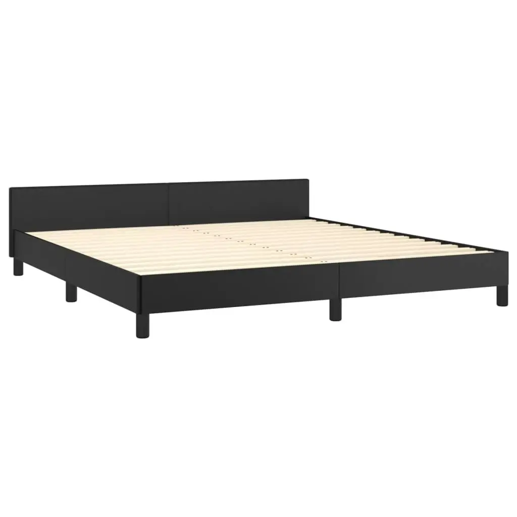 Bed Frame without Mattress Black Queen Faux Leather 347531