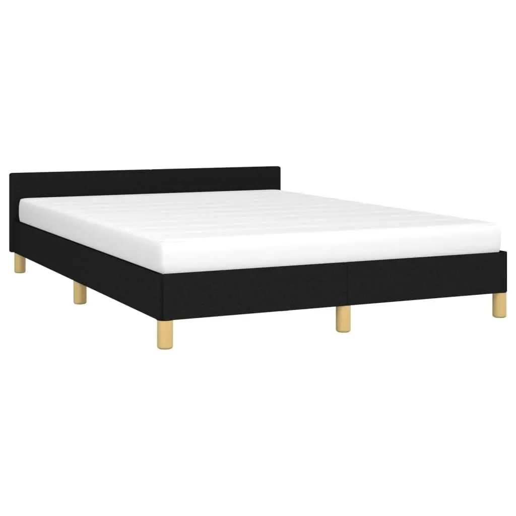 Bed Frame with Headboard Black 153x203 cm Queen Fabric 347458