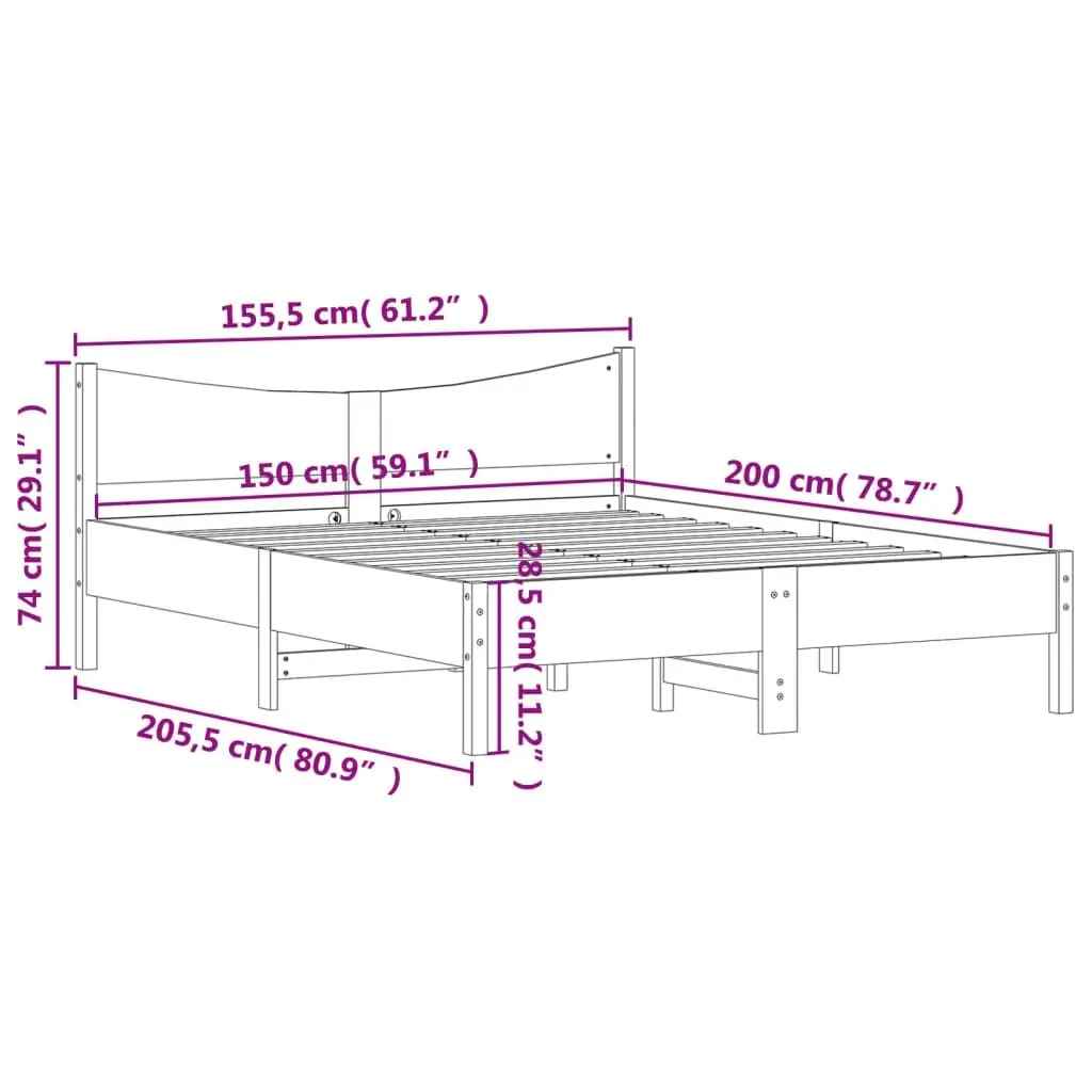 Bed Frame without Mattress 150x200 cm Solid Wood Pine 3216366