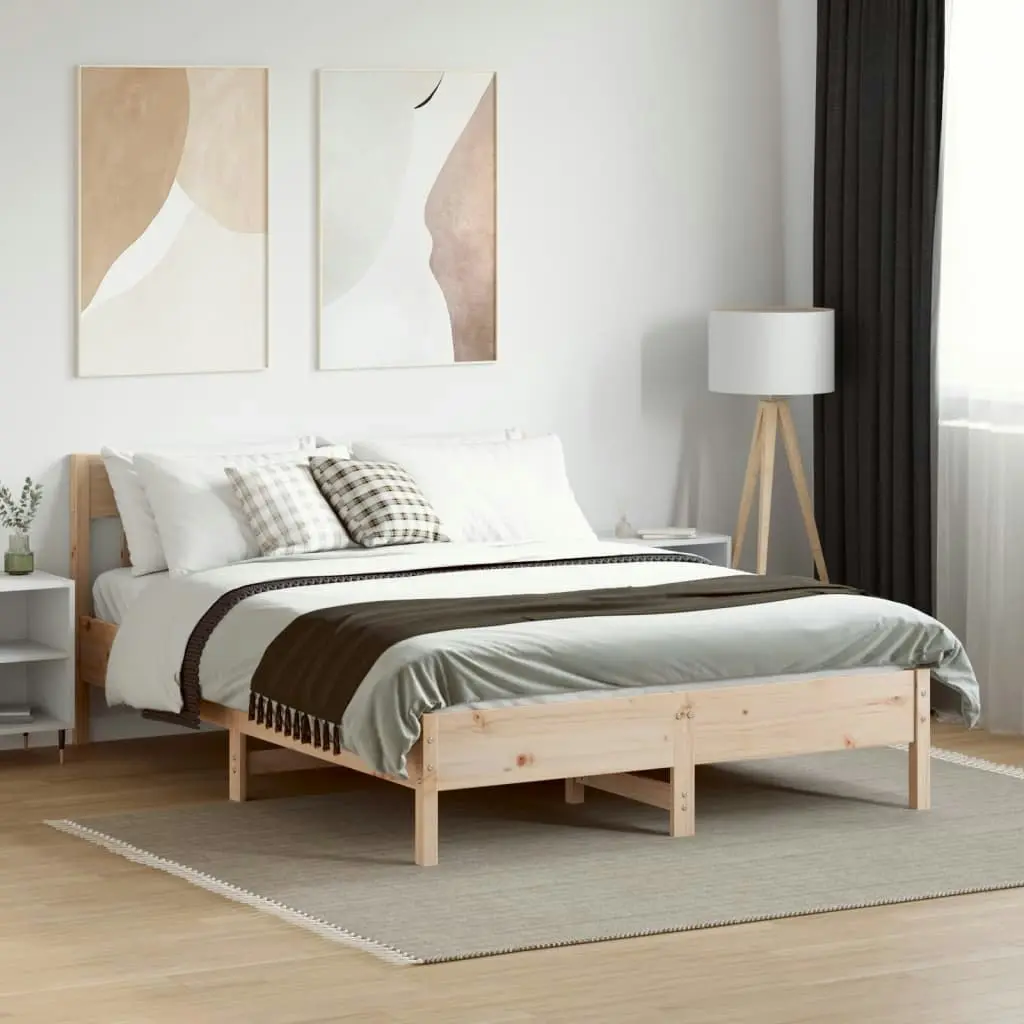 Bed Frame without Mattress 150x200 cm Solid Wood Pine 842642