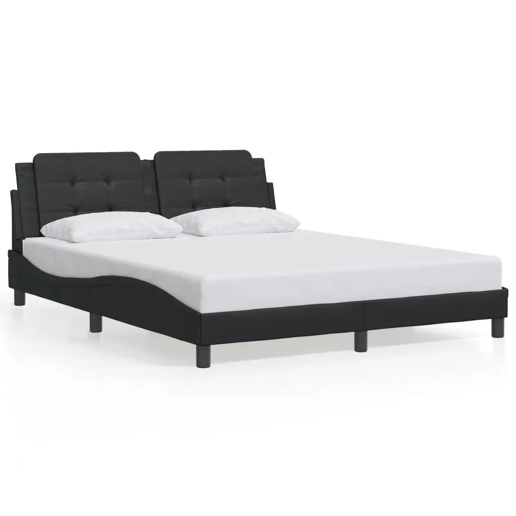 Bed Frame without Mattress Black 152x203 cm Queen Faux Leather 3208221