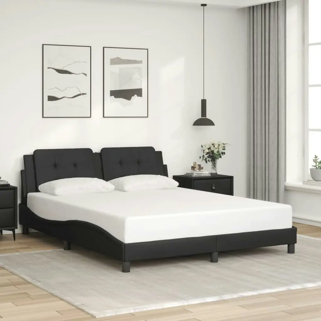 Bed Frame without Mattress Black 152x203 cm Queen Faux Leather 3208221