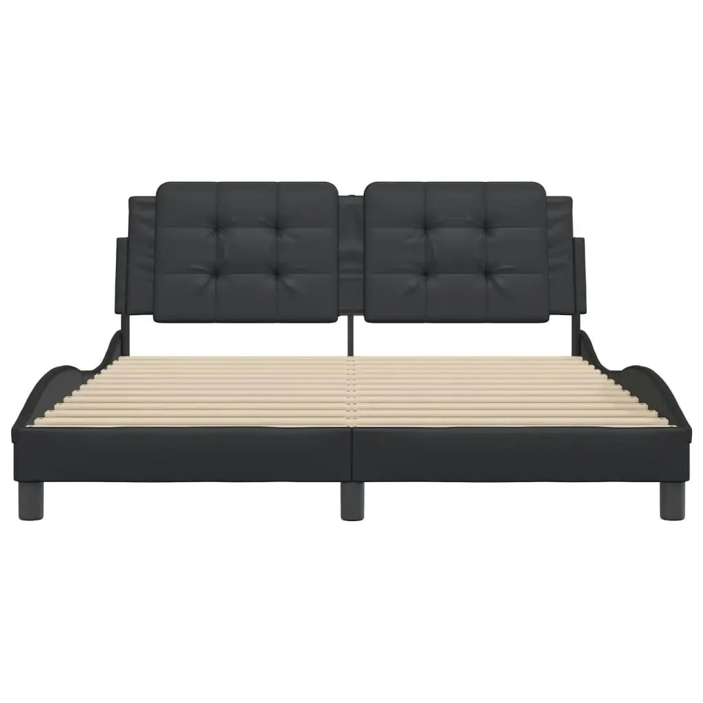 Bed Frame without Mattress Black 152x203 cm Queen Faux Leather 3208221