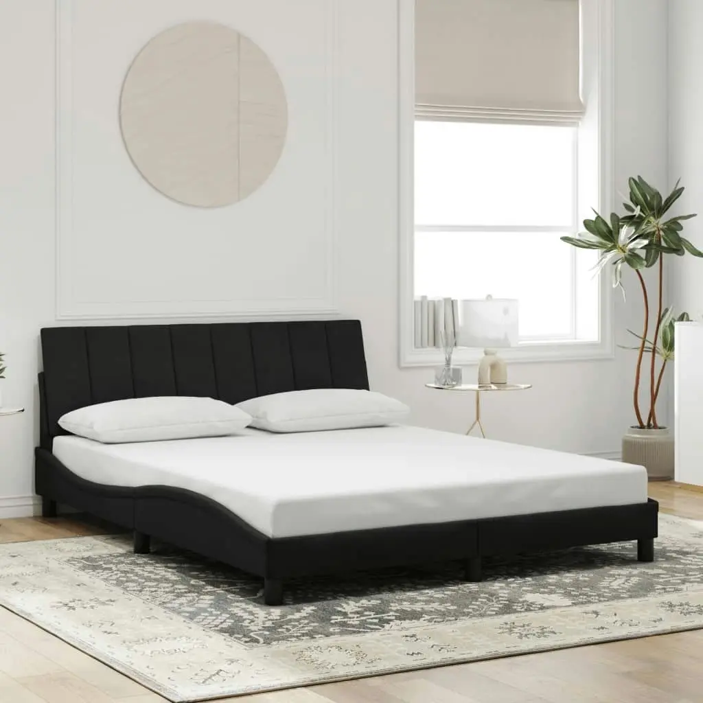 Bed Frame without Mattress Black 152x203 cm Queen Velvet 3207882