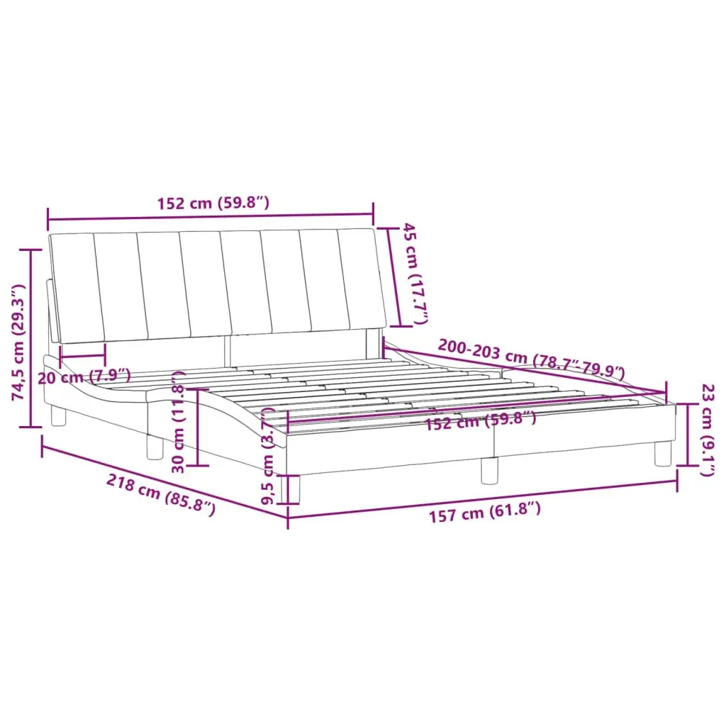 Bed Frame without Mattress Black 152x203 cm Queen Velvet 3207882